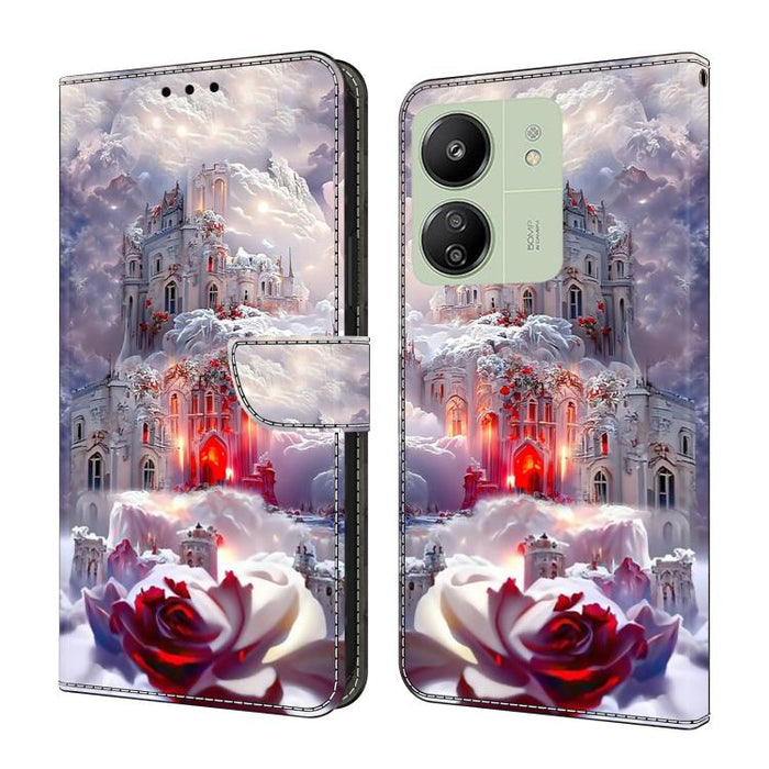 Funda para teléfono de cuero vegano pintado con efecto cristal, For Redmi Note 14 Pro 5G, For Redmi 14C 4G, For Redmi 13C 4G / 5G, For Redmi K70E / Poco X6 Pro