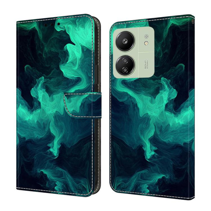 Funda para teléfono de cuero vegano pintado con efecto cristal, For Redmi Note 14 Pro 5G, For Redmi 14C 4G, For Redmi 13C 4G / 5G, For Redmi K70E / Poco X6 Pro