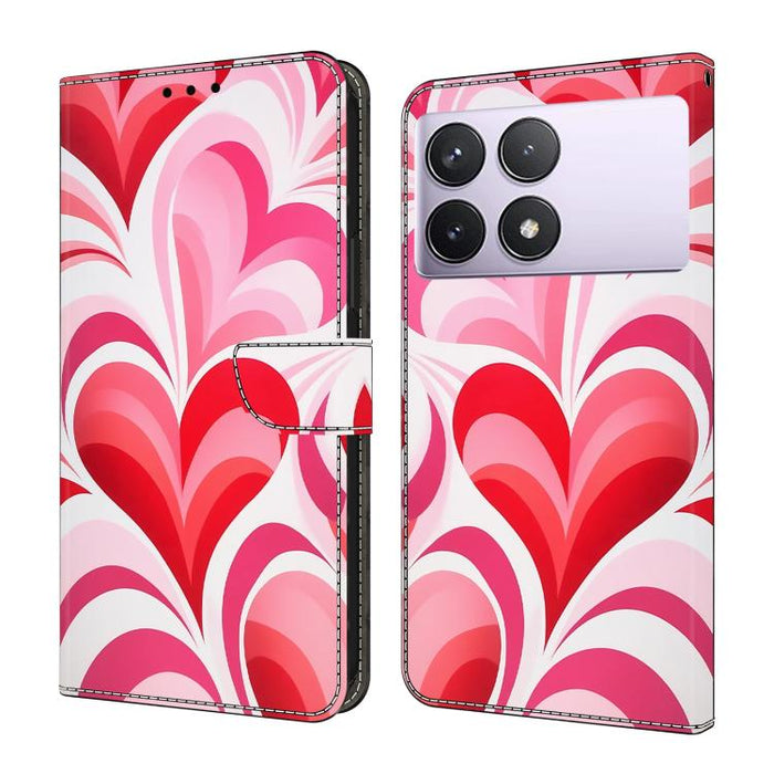 Funda para teléfono de cuero vegano pintado con efecto cristal, For Redmi Note 14 Pro 5G, For Redmi 14C 4G, For Redmi 13C 4G / 5G, For Redmi K70E / Poco X6 Pro