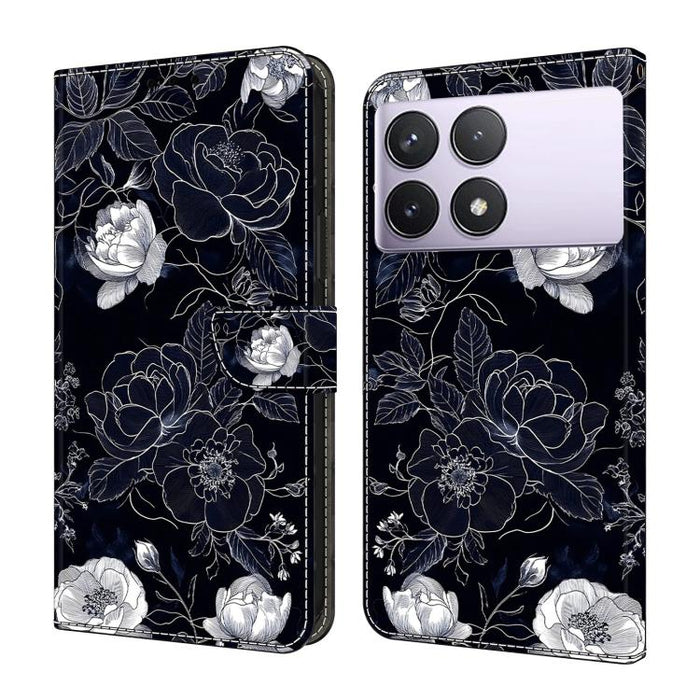 Funda para teléfono de cuero vegano pintado con efecto cristal, For Redmi Note 14 Pro 5G, For Redmi 14C 4G, For Redmi 13C 4G / 5G, For Redmi K70E / Poco X6 Pro