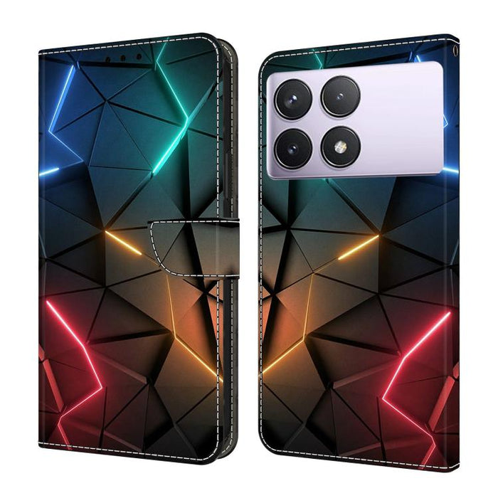 Funda para teléfono de cuero vegano pintado con efecto cristal, For Redmi Note 14 Pro 5G, For Redmi 14C 4G, For Redmi 13C 4G / 5G, For Redmi K70E / Poco X6 Pro