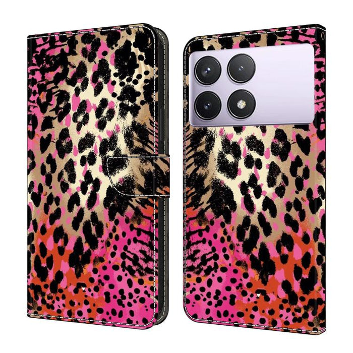 Funda para teléfono de cuero vegano pintado con efecto cristal, For Redmi Note 14 Pro 5G, For Redmi 14C 4G, For Redmi 13C 4G / 5G, For Redmi K70E / Poco X6 Pro