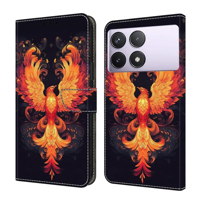 Funda para teléfono de cuero vegano pintado con efecto cristal, For Redmi Note 14 Pro 5G, For Redmi 14C 4G, For Redmi 13C 4G / 5G, For Redmi K70E / Poco X6 Pro