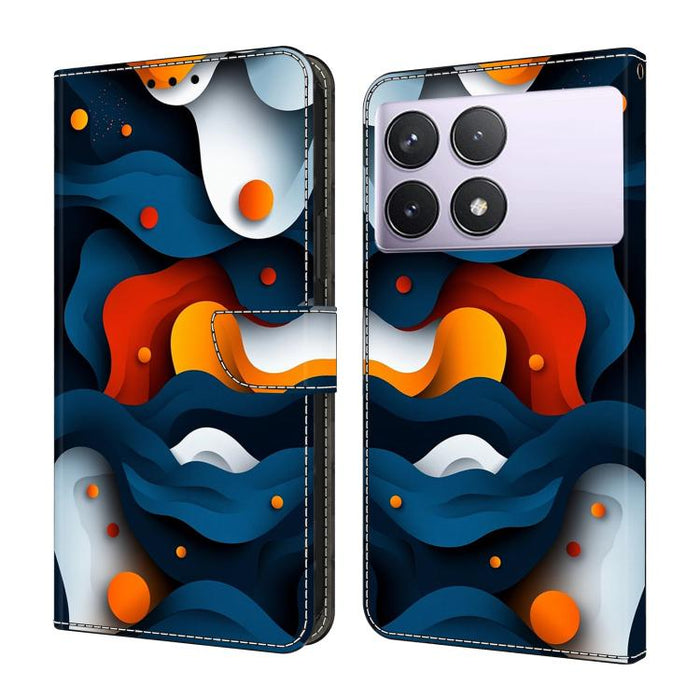 Funda para teléfono de cuero vegano pintado con efecto cristal, For Redmi Note 14 Pro 5G, For Redmi 14C 4G, For Redmi 13C 4G / 5G, For Redmi K70E / Poco X6 Pro