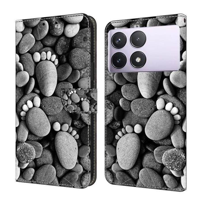 Funda para teléfono de cuero vegano pintado con efecto cristal, For Redmi Note 14 Pro 5G, For Redmi 14C 4G, For Redmi 13C 4G / 5G, For Redmi K70E / Poco X6 Pro