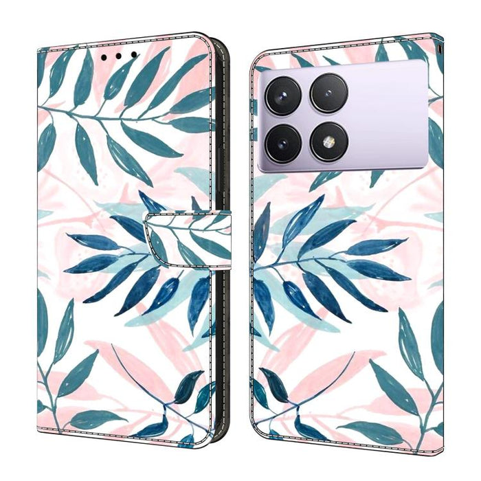 Funda para teléfono de cuero vegano pintado con efecto cristal, For Redmi Note 14 Pro 5G, For Redmi 14C 4G, For Redmi 13C 4G / 5G, For Redmi K70E / Poco X6 Pro
