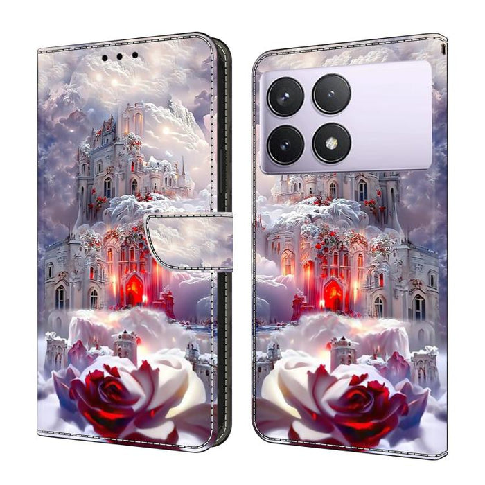 Funda para teléfono de cuero vegano pintado con efecto cristal, For Redmi Note 14 Pro 5G, For Redmi 14C 4G, For Redmi 13C 4G / 5G, For Redmi K70E / Poco X6 Pro
