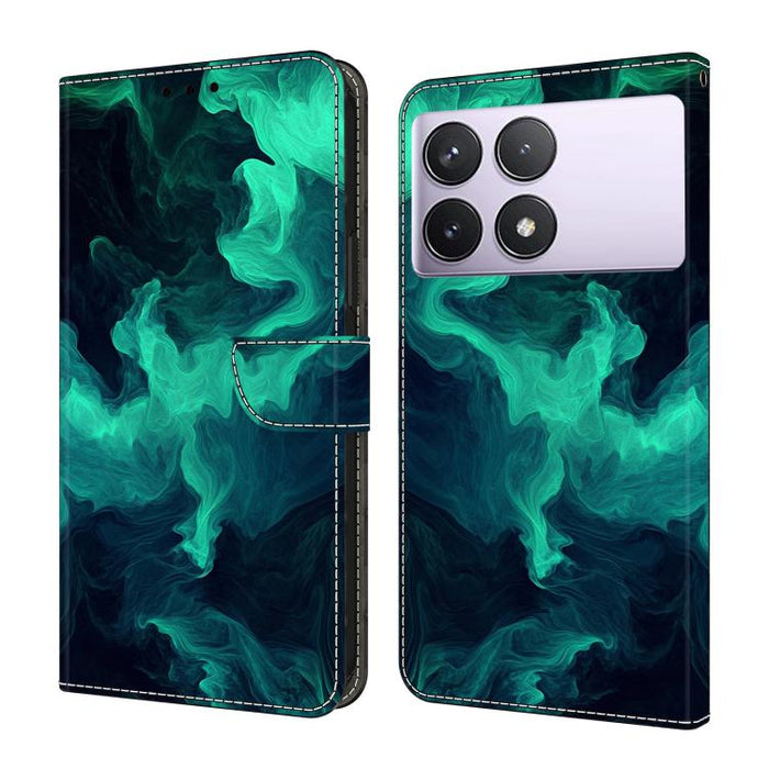 Funda para teléfono de cuero vegano pintado con efecto cristal, For Redmi Note 14 Pro 5G, For Redmi 14C 4G, For Redmi 13C 4G / 5G, For Redmi K70E / Poco X6 Pro