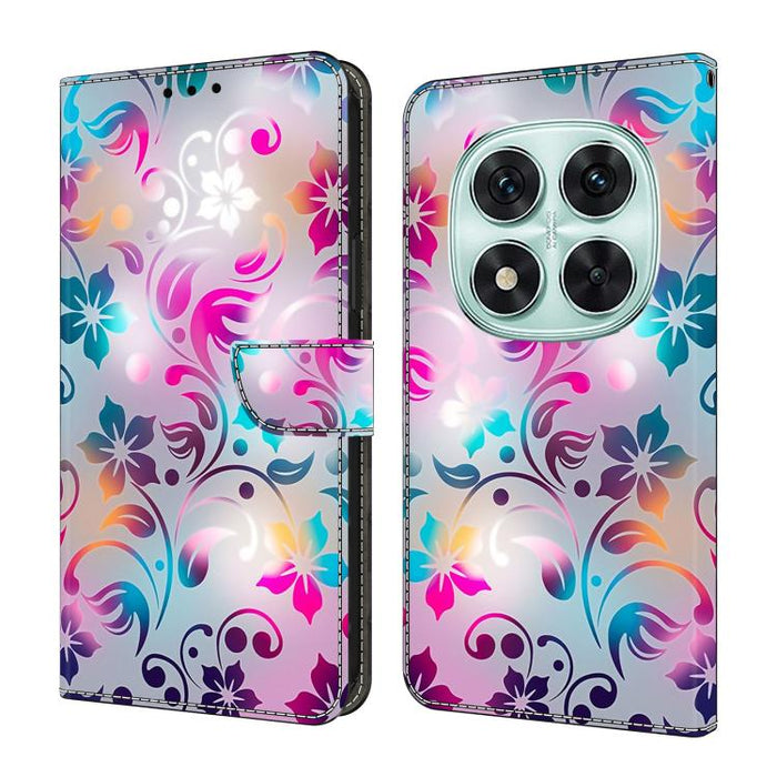 Funda para teléfono de cuero vegano pintado con efecto cristal, For Redmi Note 14 Pro 5G, For Redmi 14C 4G, For Redmi 13C 4G / 5G, For Redmi K70E / Poco X6 Pro