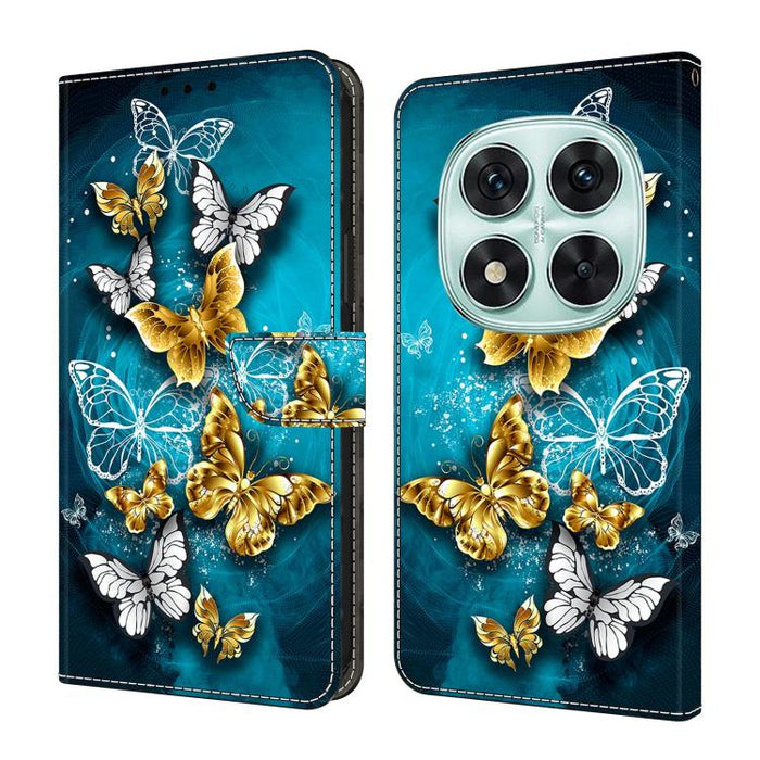 Funda para teléfono de cuero vegano pintado con efecto cristal, For Redmi Note 14 Pro 5G, For Redmi 14C 4G, For Redmi 13C 4G / 5G, For Redmi K70E / Poco X6 Pro
