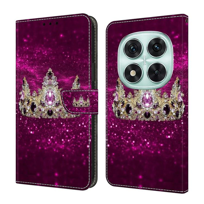 Funda para teléfono de cuero vegano pintado con efecto cristal, For Redmi Note 14 Pro 5G, For Redmi 14C 4G, For Redmi 13C 4G / 5G, For Redmi K70E / Poco X6 Pro