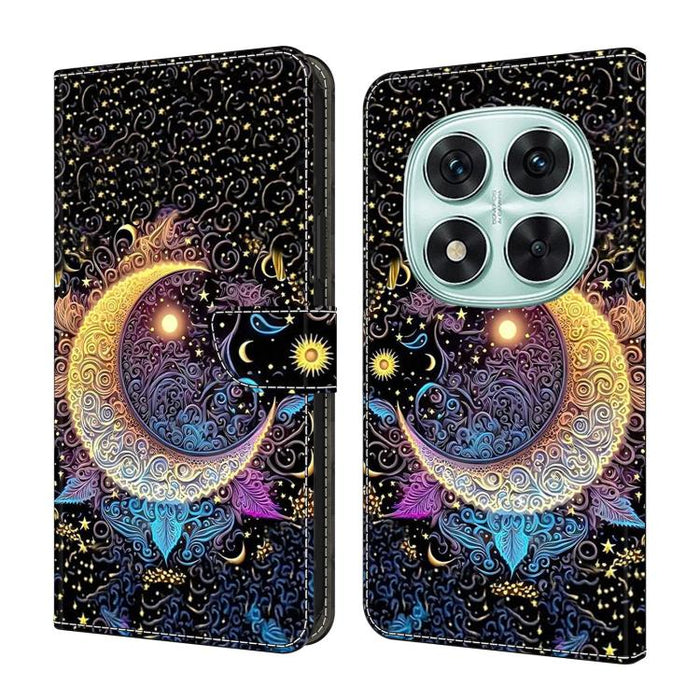 Funda para teléfono de cuero vegano pintado con efecto cristal, For Redmi Note 14 Pro 4G, For Redmi Note 14 4G 163.25mm, For Redmi Note 14 5G, For Redmi Note 14 Pro 5G