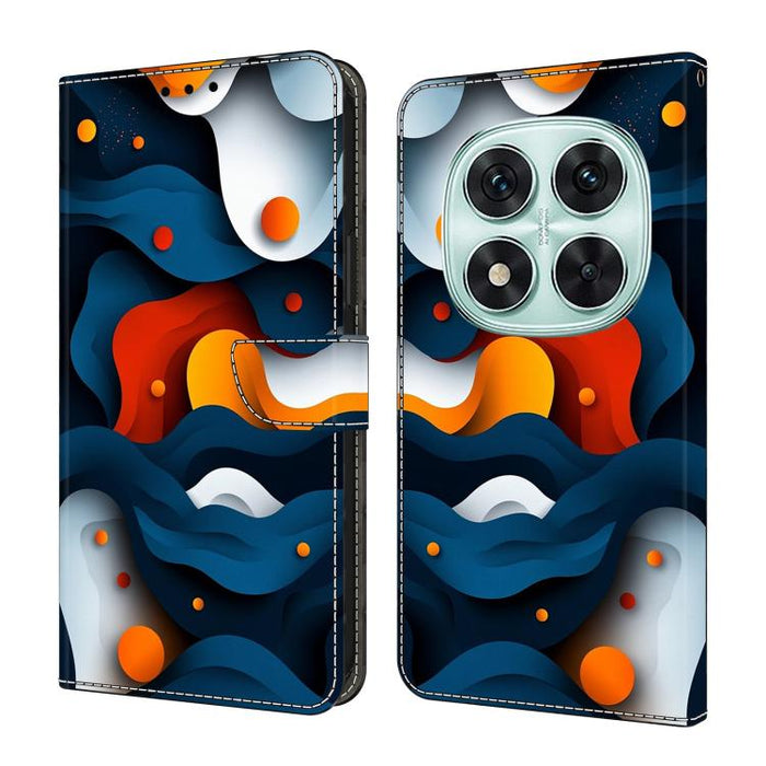 Funda para teléfono de cuero vegano pintado con efecto cristal, For Redmi Note 14 Pro 4G, For Redmi Note 14 4G 163.25mm, For Redmi Note 14 5G, For Redmi Note 14 Pro 5G