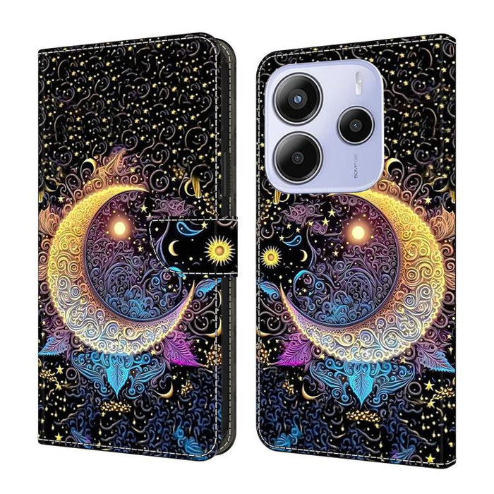 Funda para teléfono de cuero vegano pintado con efecto cristal, For Redmi Note 14 Pro 4G, For Redmi Note 14 4G 163.25mm, For Redmi Note 14 5G, For Redmi Note 14 Pro 5G