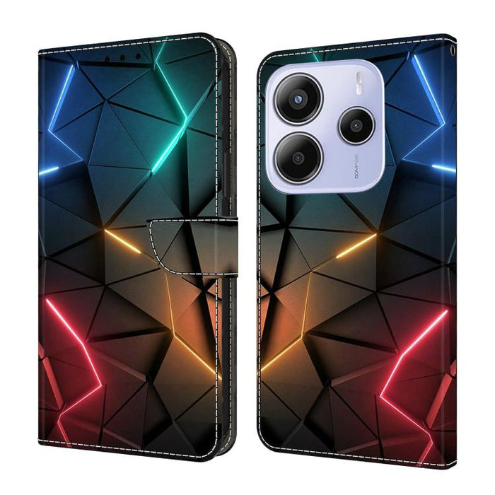 Funda para teléfono de cuero vegano pintado con efecto cristal, For Redmi Note 14 Pro 4G, For Redmi Note 14 4G 163.25mm, For Redmi Note 14 5G, For Redmi Note 14 Pro 5G