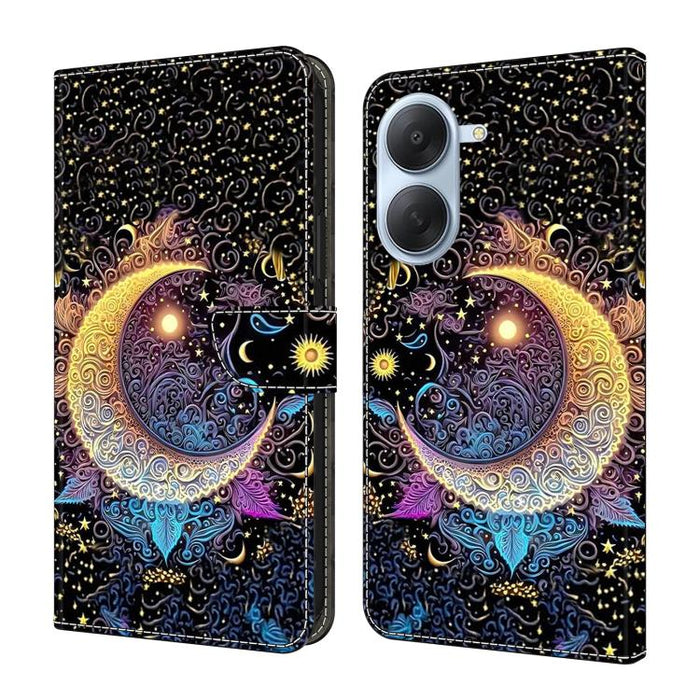 Funda para teléfono de cuero vegano pintado con efecto cristal, For Redmi Note 15 5G / 4G Global 164mm, For Redmi Note 15 Pro 5G Global 163.6mm, For Redmi 15C 5G / 4G EU 173mm, For Redmi 15 5G Global / 4G SEA 169.5mm