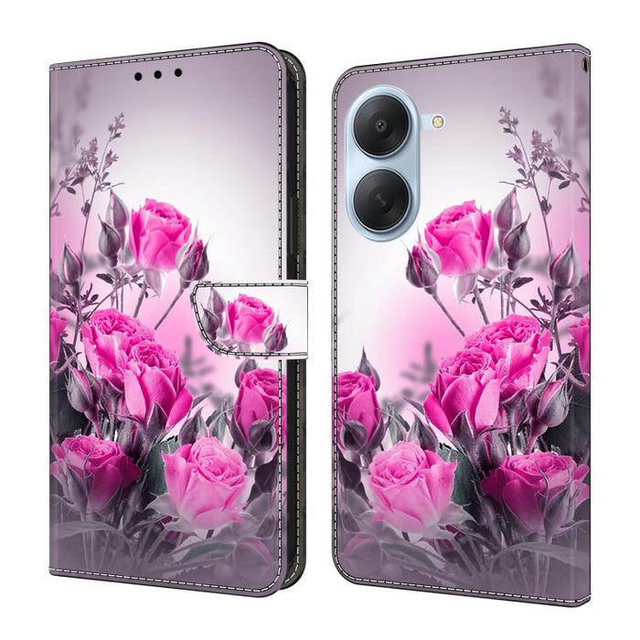 Funda para teléfono de cuero vegano pintado con efecto cristal, For Redmi Note 15 5G / 4G Global 164mm, For Redmi Note 15 Pro 5G Global 163.6mm, For Redmi 15C 5G / 4G EU 173mm, For Redmi 15 5G Global / 4G SEA 169.5mm