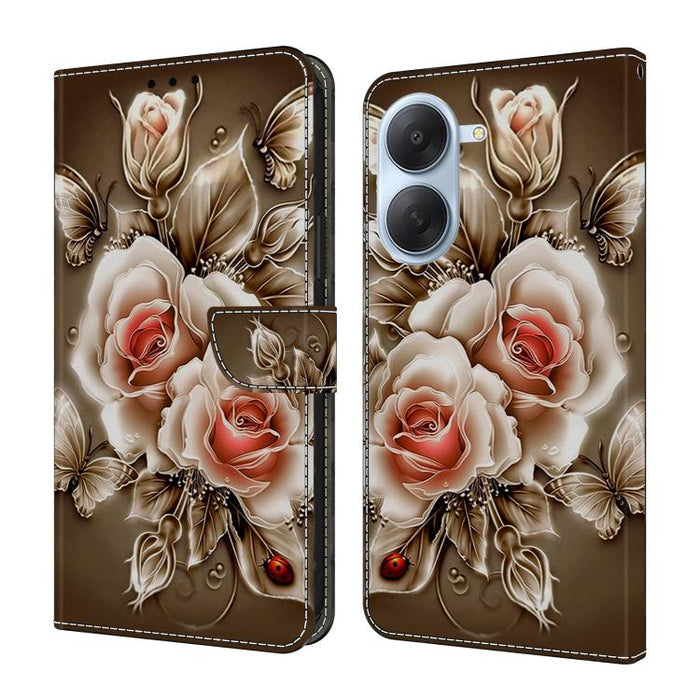 Funda para teléfono de cuero vegano pintado con efecto cristal, For Redmi Note 15 5G / 4G Global 164mm, For Redmi Note 15 Pro 5G Global 163.6mm, For Redmi 15C 5G / 4G EU 173mm, For Redmi 15 5G Global / 4G SEA 169.5mm