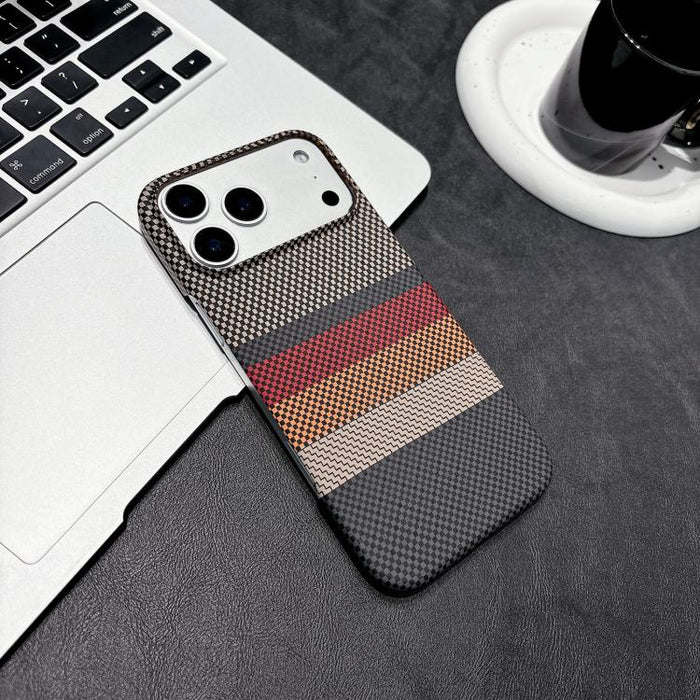 Funda magnética para teléfono de PC con estampado por transferencia de agua, doble cara, tacto suave y rayas., For iPhone 17 Pro Max, For iPhone 17 Pro