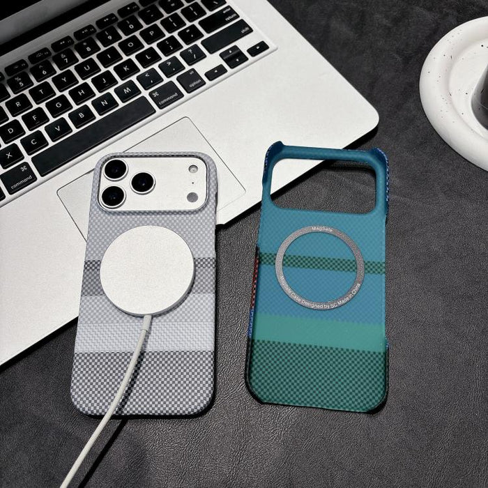 Funda magnética para teléfono de PC con estampado por transferencia de agua, doble cara, tacto suave y rayas., For iPhone 17 Pro Max, For iPhone 17 Pro