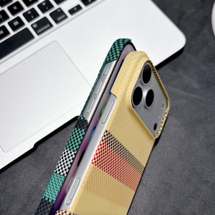 Funda magnética para teléfono de PC con estampado por transferencia de agua, doble cara, tacto suave y rayas., For iPhone 17 Pro Max, For iPhone 17 Pro