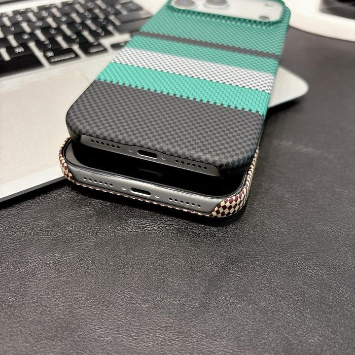 Funda magnética para teléfono de PC con estampado por transferencia de agua, doble cara, tacto suave y rayas., For iPhone 17 Pro Max, For iPhone 17 Pro