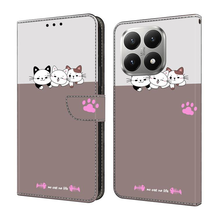 Funda para teléfono de cuero vegano pintado con efecto cristal, For Xiaomi 17 Ultra, For Xiaomi 15T Pro, For Xiaomi 15T, For Xiaomi 14T Pro