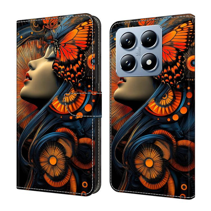 Funda para teléfono de cuero vegano pintado con efecto cristal, For Xiaomi 17 Ultra, For Xiaomi 15T Pro, For Xiaomi 15T, For Xiaomi 14T Pro