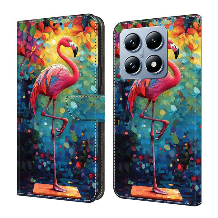 Funda para teléfono de cuero vegano pintado con efecto cristal, For Xiaomi 17 Ultra, For Xiaomi 15T Pro, For Xiaomi 15T, For Xiaomi 14T Pro