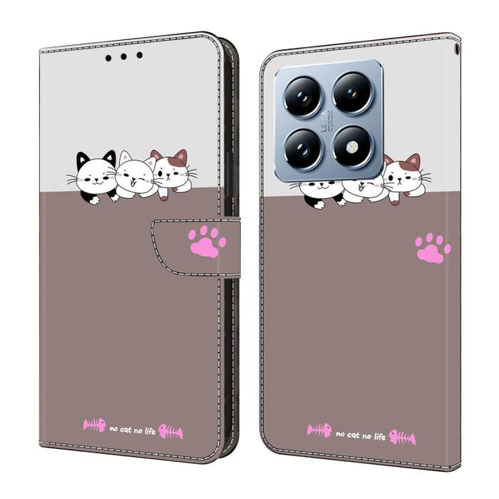 Funda para teléfono de cuero vegano pintado con efecto cristal, For Xiaomi 17 Ultra, For Xiaomi 15T Pro, For Xiaomi 15T, For Xiaomi 14T Pro
