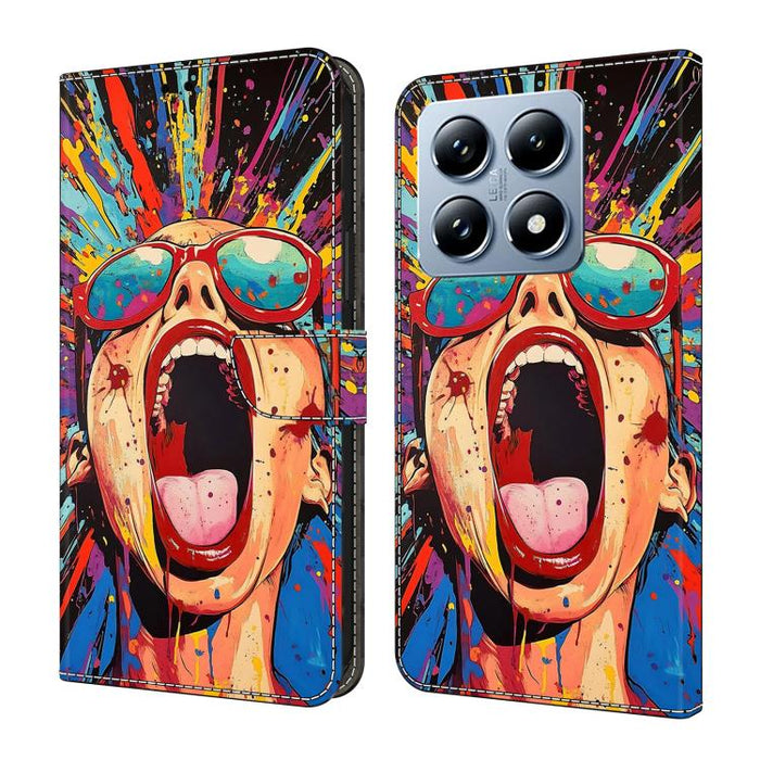 Funda para teléfono de cuero vegano pintado con efecto cristal, For Xiaomi 17 Ultra, For Xiaomi 15T Pro, For Xiaomi 15T, For Xiaomi 14T Pro