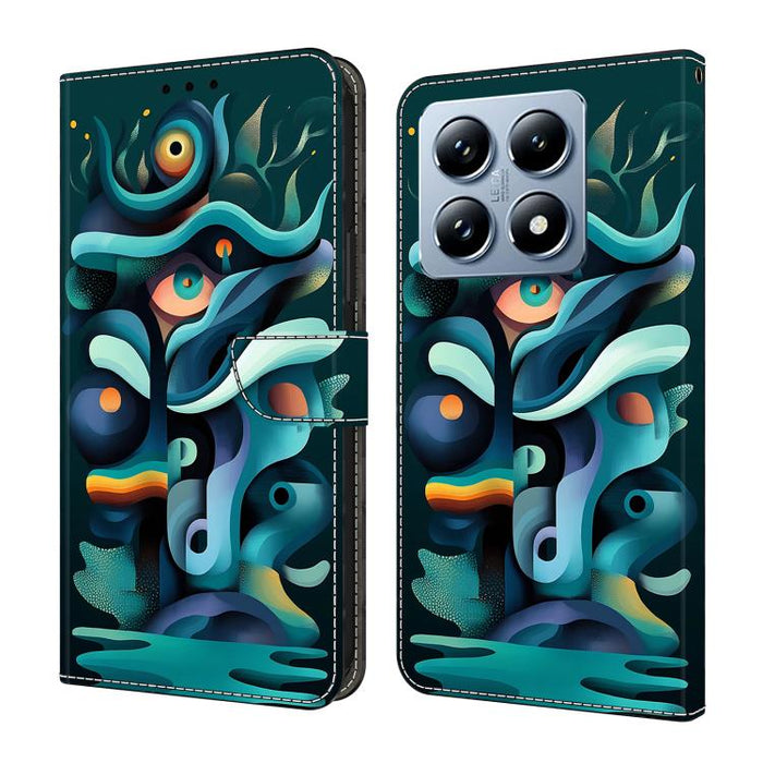 Funda para teléfono de cuero vegano pintado con efecto cristal, For Xiaomi 17 Ultra, For Xiaomi 15T Pro, For Xiaomi 15T, For Xiaomi 14T Pro