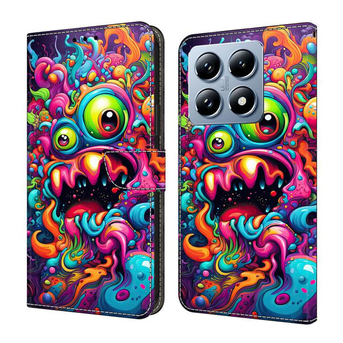 Funda para teléfono de cuero vegano pintado con efecto cristal, For Xiaomi 17 Ultra, For Xiaomi 15T Pro, For Xiaomi 15T, For Xiaomi 14T Pro