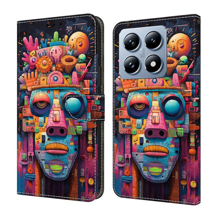 Funda para teléfono de cuero vegano pintado con efecto cristal, For Xiaomi 17 Ultra, For Xiaomi 15T Pro, For Xiaomi 15T, For Xiaomi 14T Pro