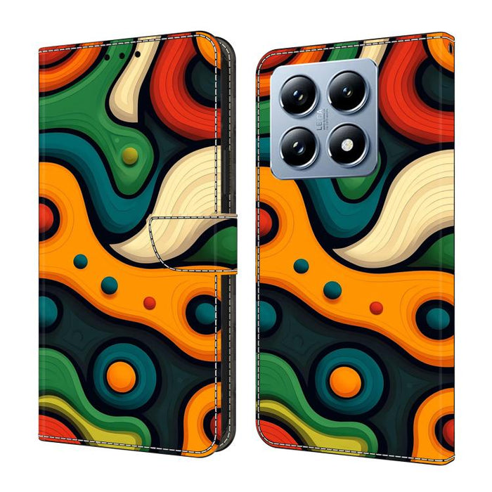 Funda para teléfono de cuero vegano pintado con efecto cristal, For Xiaomi 17 Ultra, For Xiaomi 15T Pro, For Xiaomi 15T, For Xiaomi 14T Pro