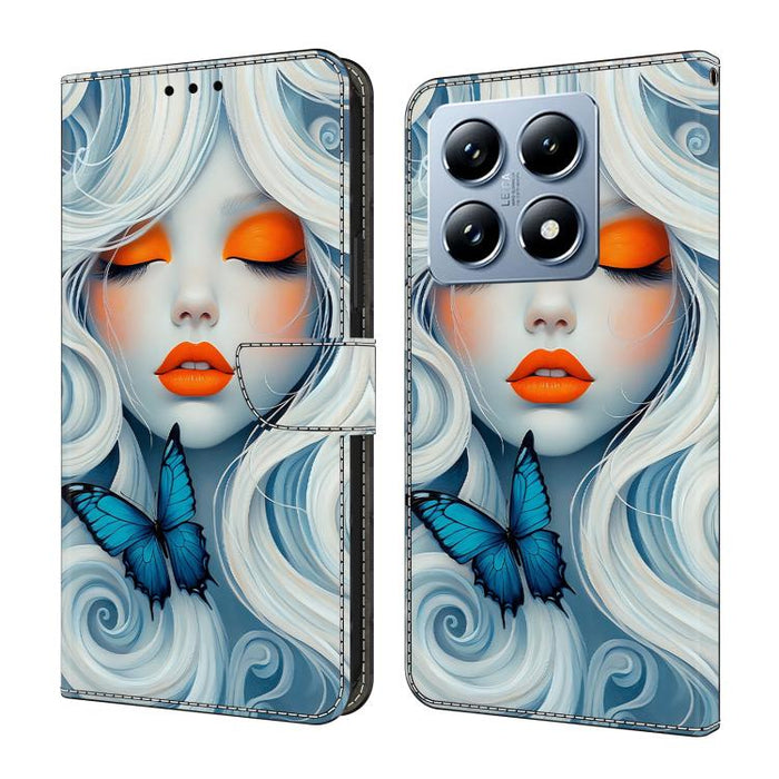 Funda para teléfono de cuero vegano pintado con efecto cristal, For Xiaomi 17 Ultra, For Xiaomi 15T Pro, For Xiaomi 15T, For Xiaomi 14T Pro