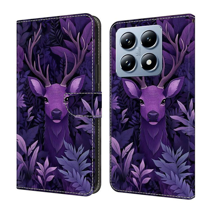 Funda para teléfono de cuero vegano pintado con efecto cristal, For Xiaomi 17 Ultra, For Xiaomi 15T Pro, For Xiaomi 15T, For Xiaomi 14T Pro