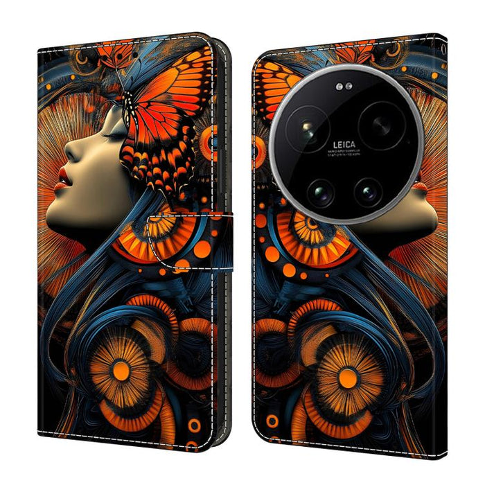 Funda para teléfono de cuero vegano pintado con efecto cristal, For Xiaomi 17 Ultra, For Xiaomi 15T Pro, For Xiaomi 15T, For Xiaomi 14T Pro