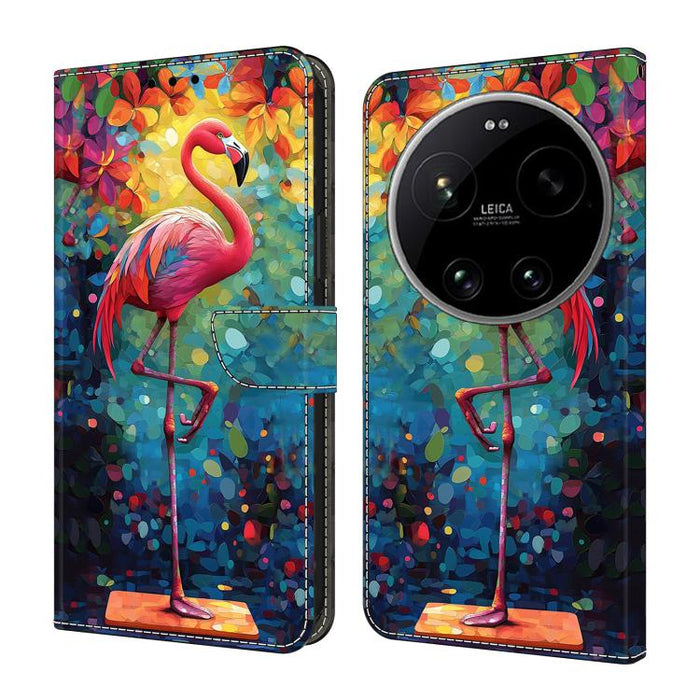 Funda para teléfono de cuero vegano pintado con efecto cristal, For Xiaomi 17 Ultra, For Xiaomi 15T Pro, For Xiaomi 15T, For Xiaomi 14T Pro