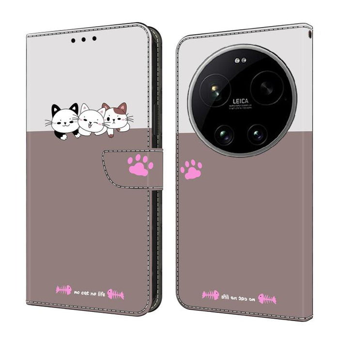 Funda para teléfono de cuero vegano pintado con efecto cristal, For Xiaomi 17 Ultra, For Xiaomi 15T Pro, For Xiaomi 15T, For Xiaomi 14T Pro