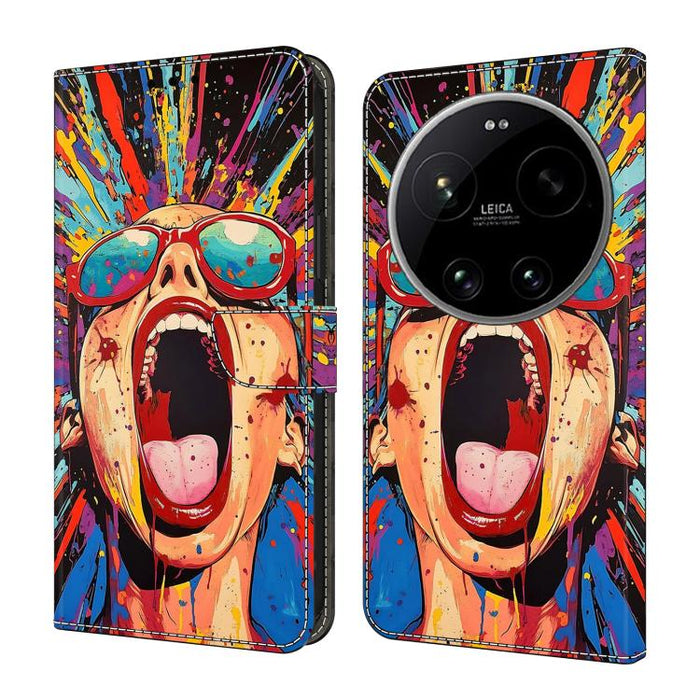 Funda para teléfono de cuero vegano pintado con efecto cristal, For Xiaomi 17 Ultra, For Xiaomi 15T Pro, For Xiaomi 15T, For Xiaomi 14T Pro