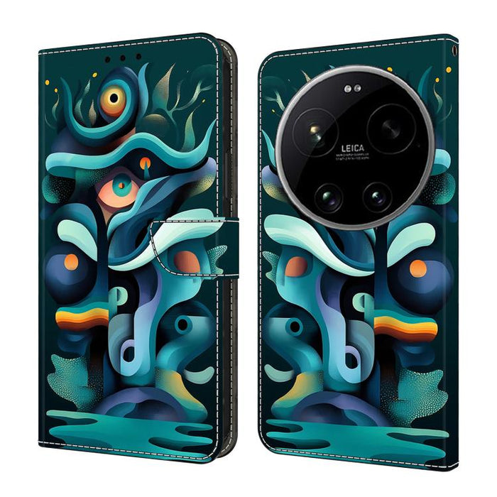 Funda para teléfono de cuero vegano pintado con efecto cristal, For Xiaomi 17 Ultra, For Xiaomi 15T Pro, For Xiaomi 15T, For Xiaomi 14T Pro