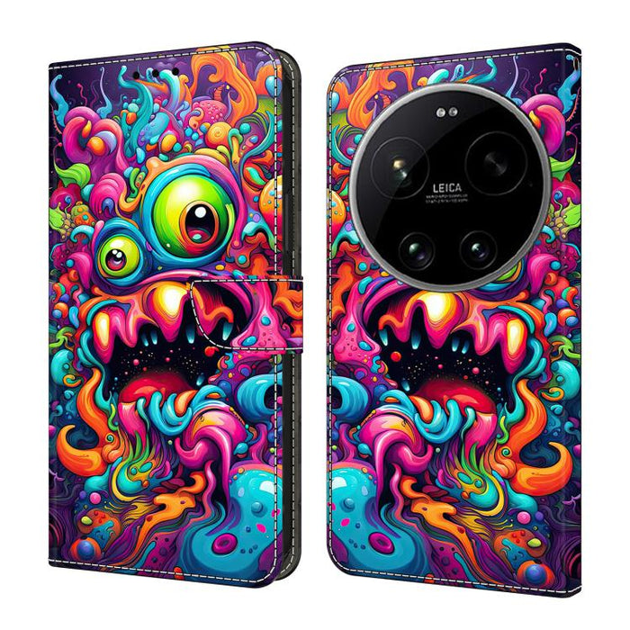 Funda para teléfono de cuero vegano pintado con efecto cristal, For Xiaomi 17 Ultra, For Xiaomi 15T Pro, For Xiaomi 15T, For Xiaomi 14T Pro