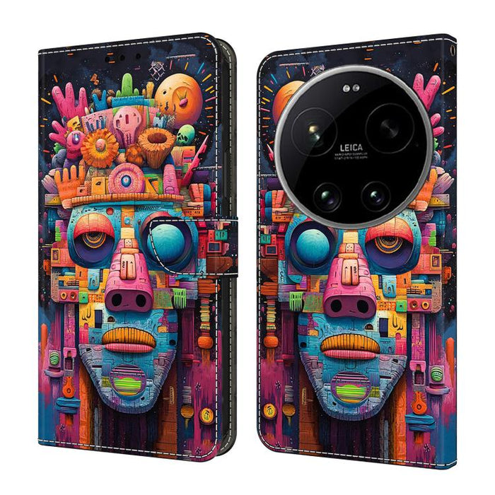 Funda para teléfono de cuero vegano pintado con efecto cristal, For Xiaomi 17 Ultra, For Xiaomi 15T Pro, For Xiaomi 15T, For Xiaomi 14T Pro