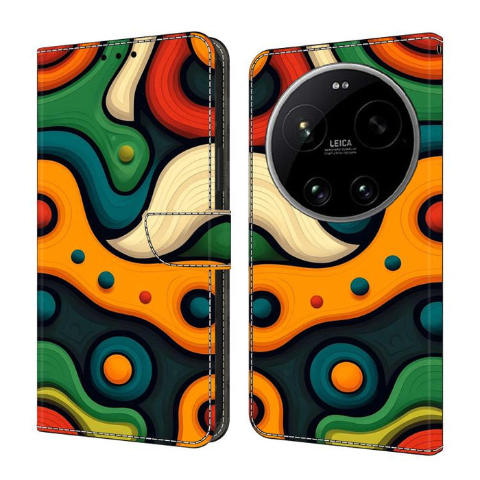 Funda para teléfono de cuero vegano pintado con efecto cristal, For Xiaomi 17 Ultra, For Xiaomi 15T Pro, For Xiaomi 15T, For Xiaomi 14T Pro