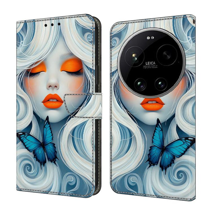 Funda para teléfono de cuero vegano pintado con efecto cristal, For Xiaomi 17 Ultra, For Xiaomi 15T Pro, For Xiaomi 15T, For Xiaomi 14T Pro