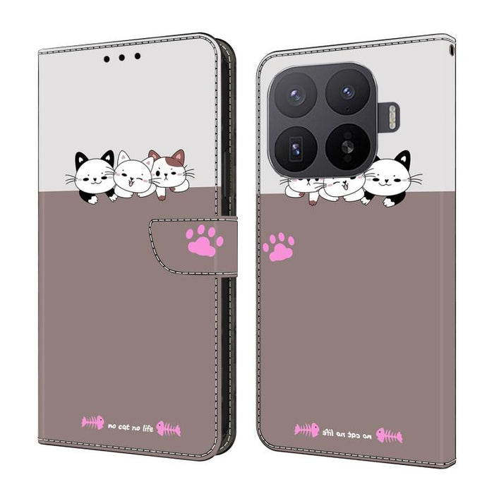 Funda para teléfono de cuero vegano pintado con efecto cristal, For Xiaomi 17 Ultra, For Xiaomi 15T Pro, For Xiaomi 15T, For Xiaomi 14T Pro