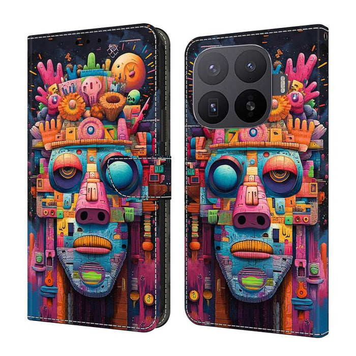 Funda para teléfono de cuero vegano pintado con efecto cristal, For Xiaomi 17 Ultra, For Xiaomi 15T Pro, For Xiaomi 15T, For Xiaomi 14T Pro