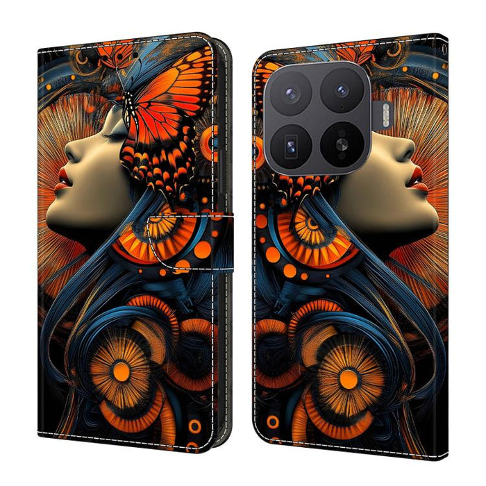 Funda para teléfono de cuero vegano pintado con efecto cristal, For Xiaomi 17 Ultra, For Xiaomi 15T Pro, For Xiaomi 15T, For Xiaomi 14T Pro
