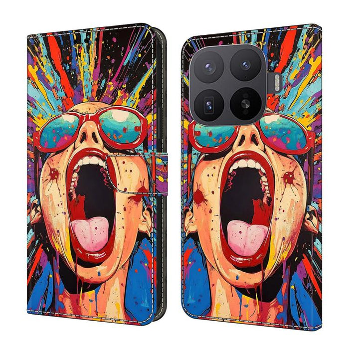 Funda para teléfono de cuero vegano pintado con efecto cristal, For Xiaomi 17 Ultra, For Xiaomi 15T Pro, For Xiaomi 15T, For Xiaomi 14T Pro
